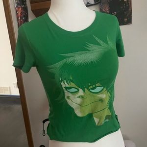 deadstock green gorillaz cropped t shirt